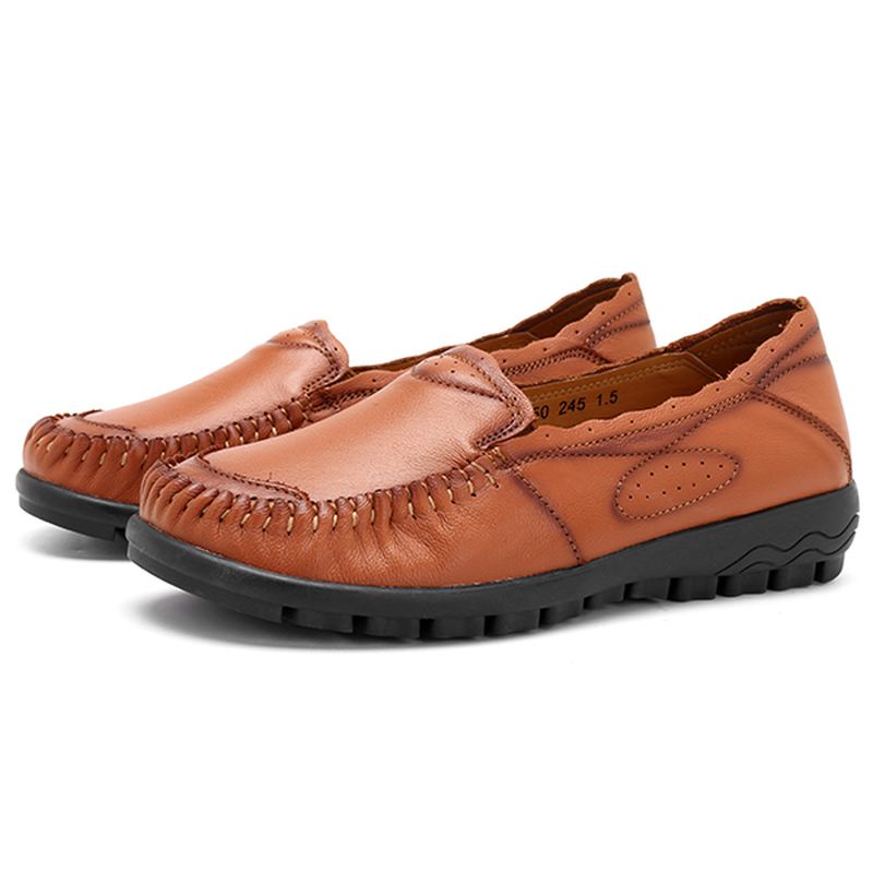 Ægte Læder Kvinder Casual Flat Loafers