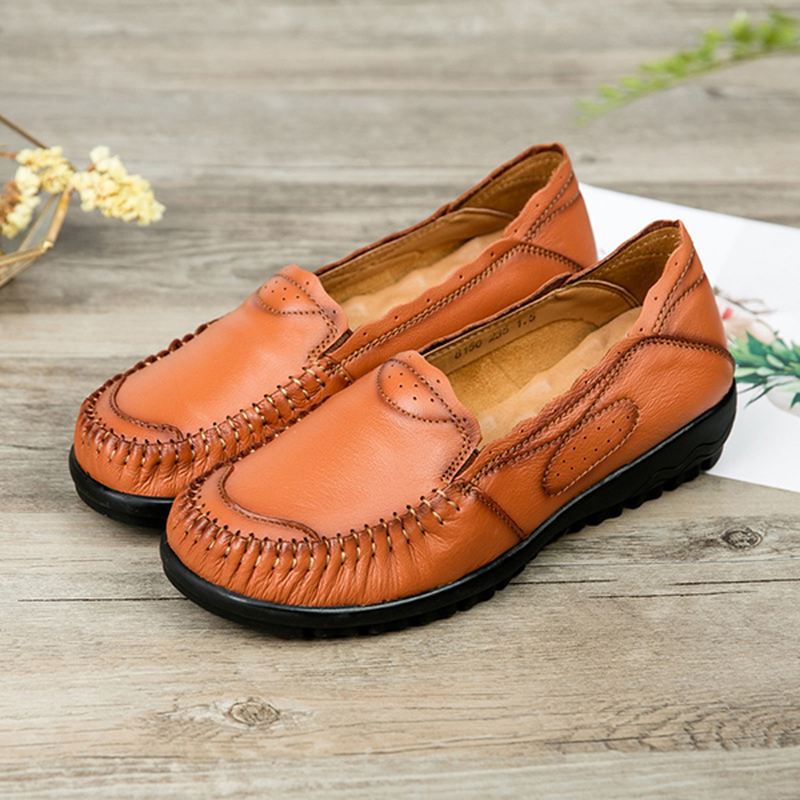 Ægte Læder Kvinder Casual Flat Loafers