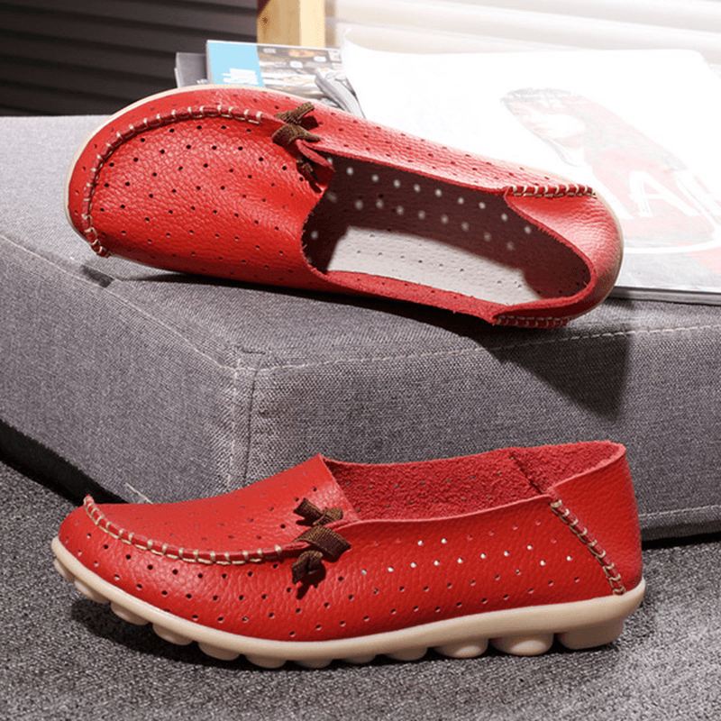 Big Size Kvinder Casual Flat Shoes Slip On Ballerina Flats Hollow Out Flat Loafers