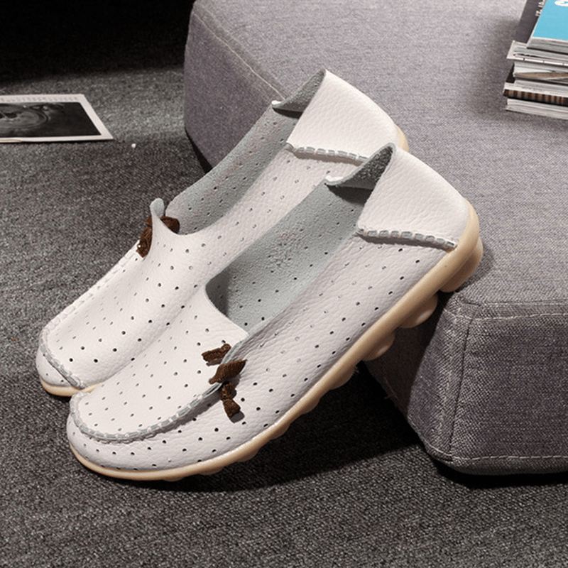 Big Size Kvinder Casual Flat Shoes Slip On Ballerina Flats Hollow Out Flat Loafers