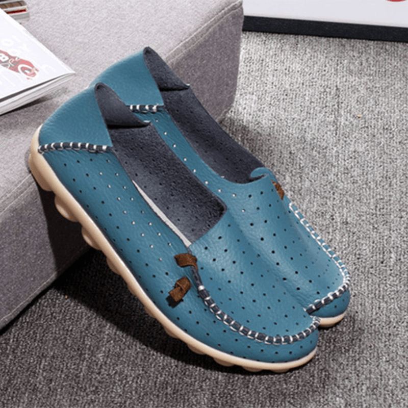 Big Size Kvinder Casual Flat Shoes Slip On Ballerina Flats Hollow Out Flat Loafers