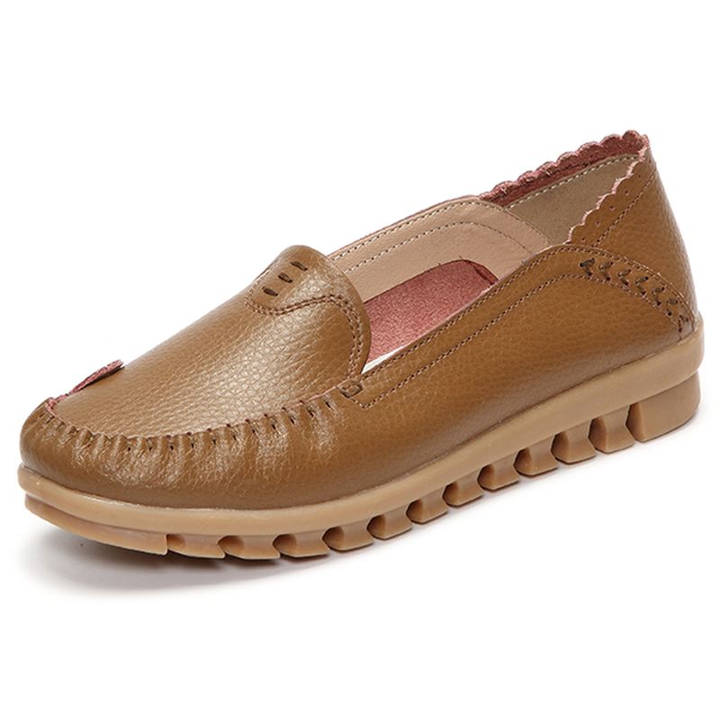 Blød Gummisål Rund Tå Pure Color Slip On Flat Loafers