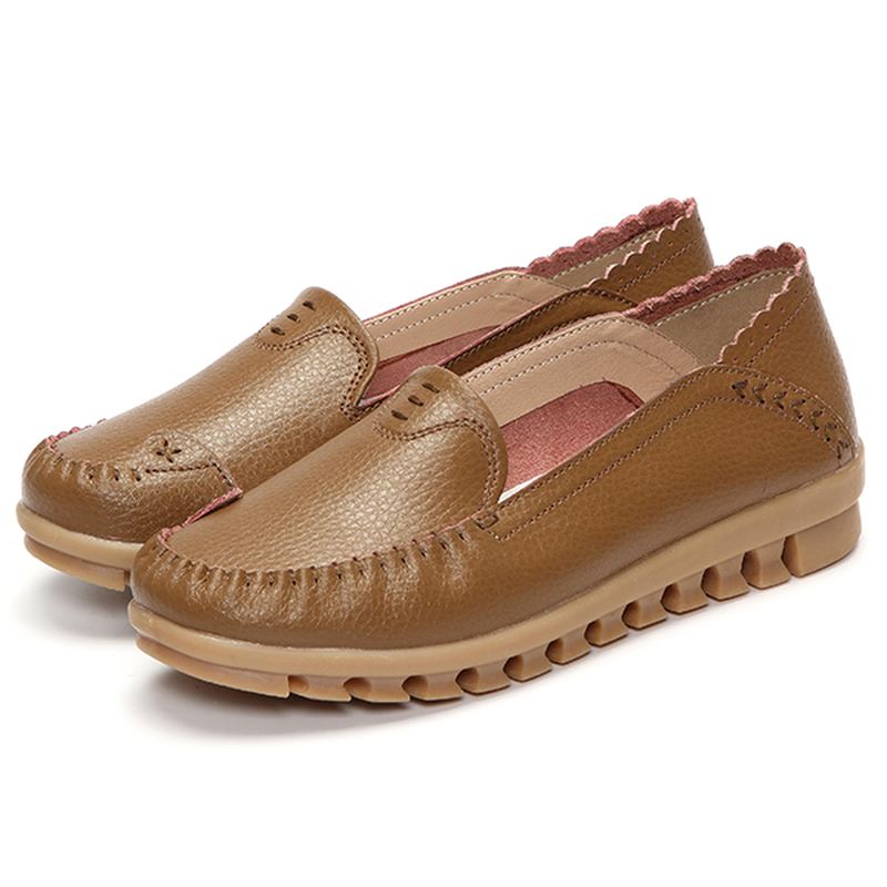 Blød Gummisål Rund Tå Pure Color Slip On Flat Loafers