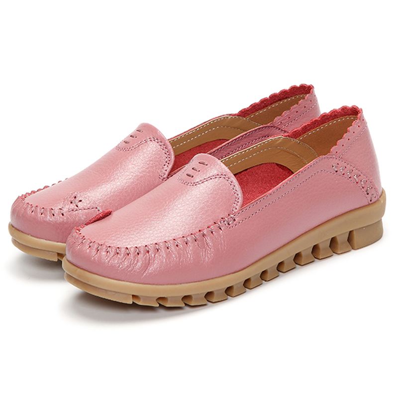 Blød Gummisål Rund Tå Pure Color Slip On Flat Loafers