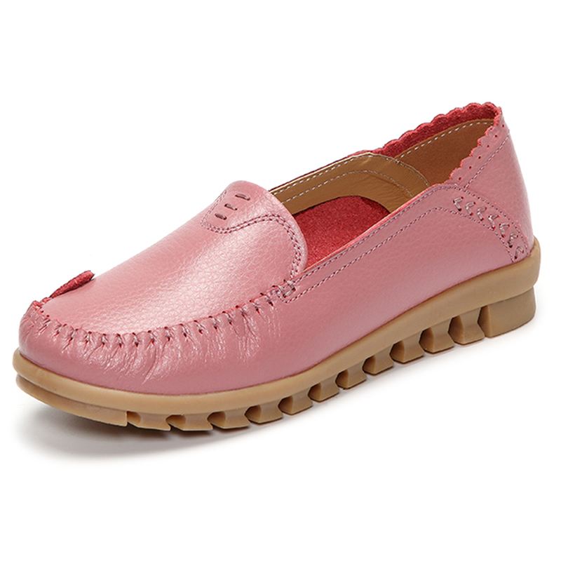 Blød Gummisål Rund Tå Pure Color Slip On Flat Loafers