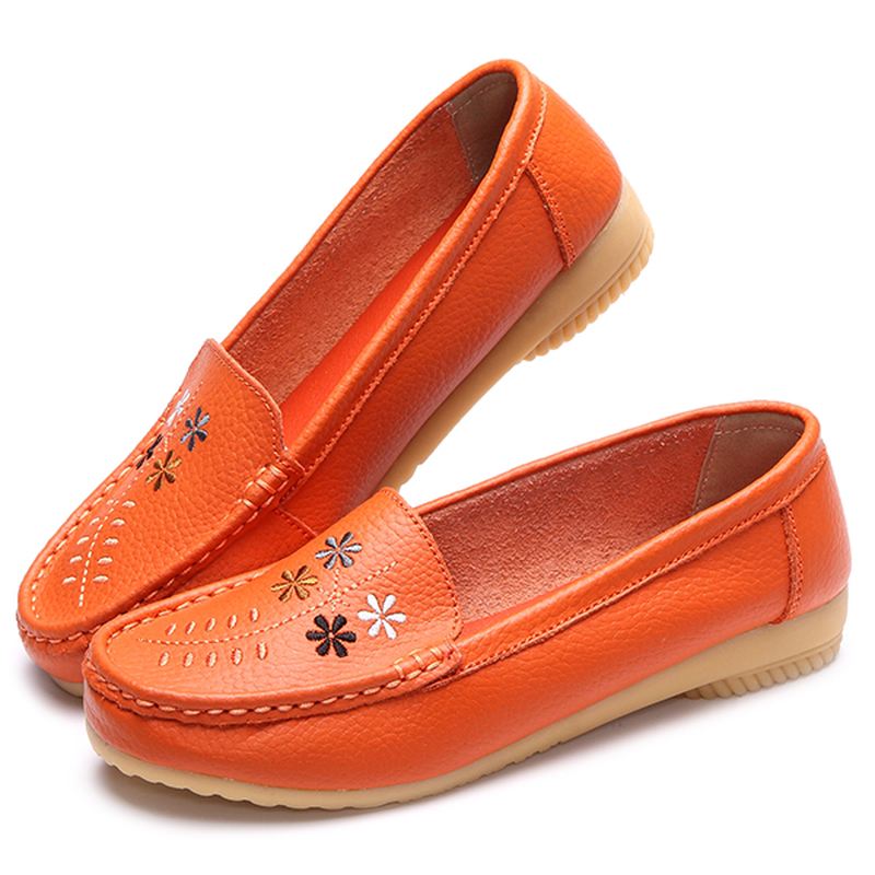 Blomster Brodery Casual Slip On Flat Shoes