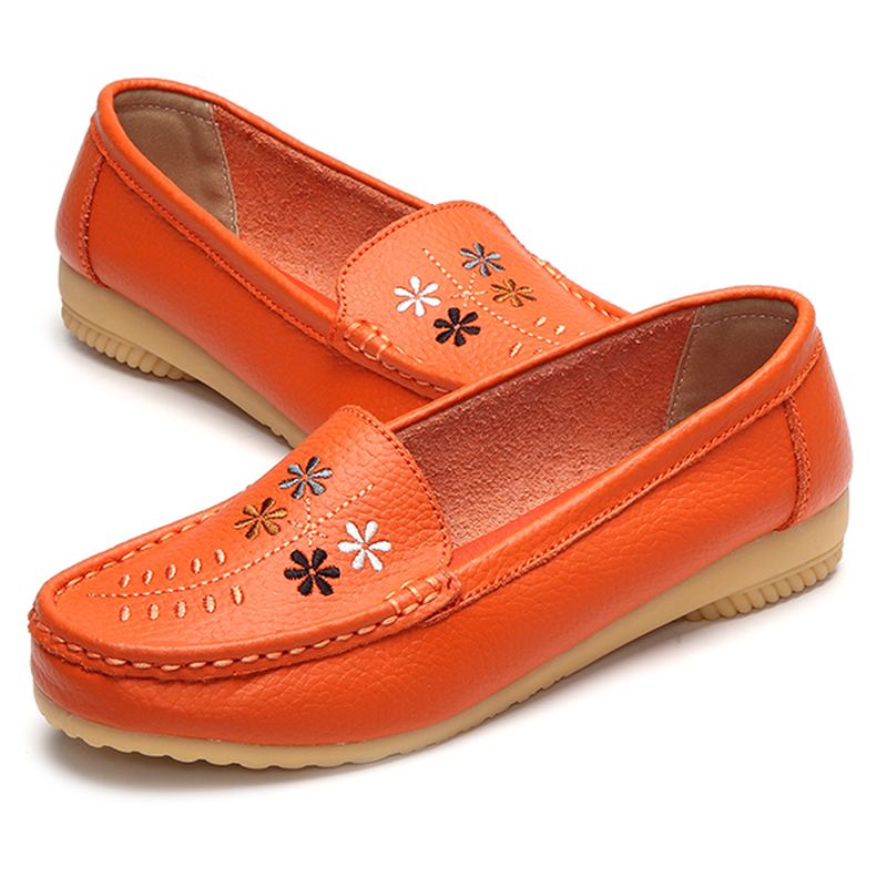 Blomster Brodery Casual Slip On Flat Shoes