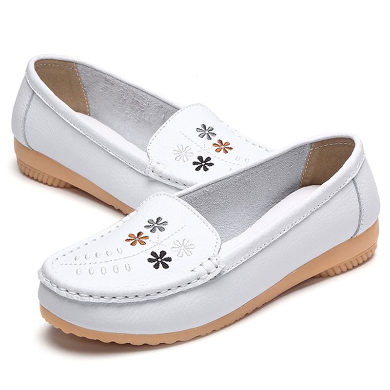 Blomster Brodery Casual Slip On Flat Shoes