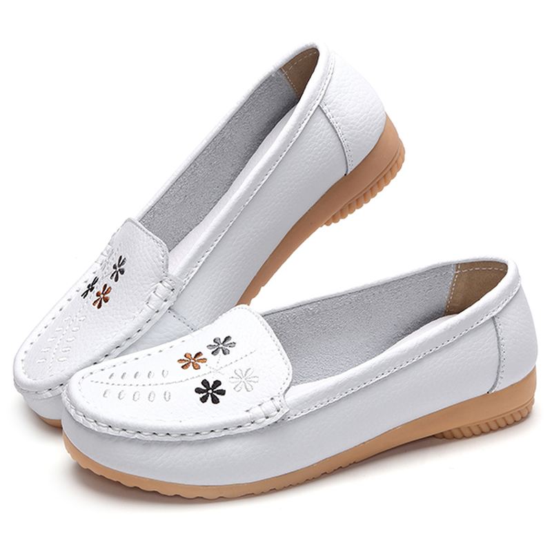 Blomster Brodery Casual Slip On Flat Shoes