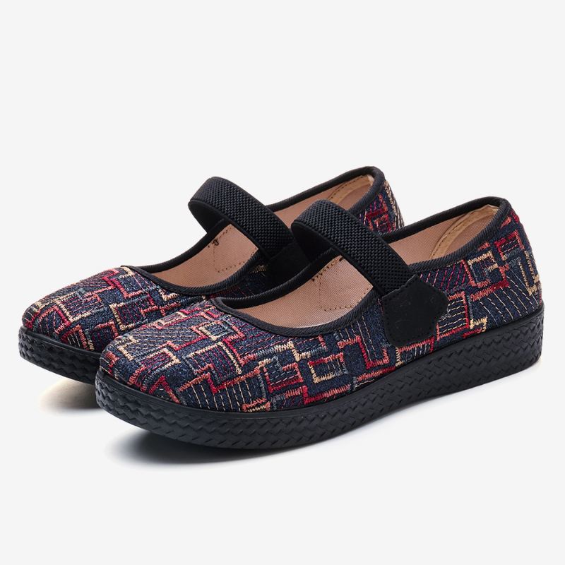 Dame Gammel Peking Klud Elastisk Slip På Resistente Loafers