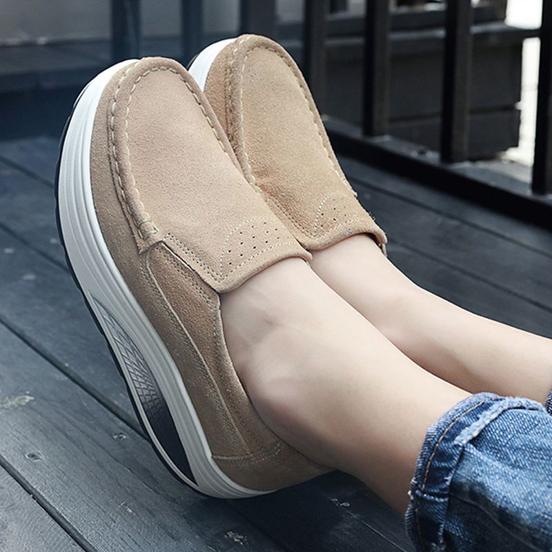 Dame Læder Rocker Sole Casual Loafers