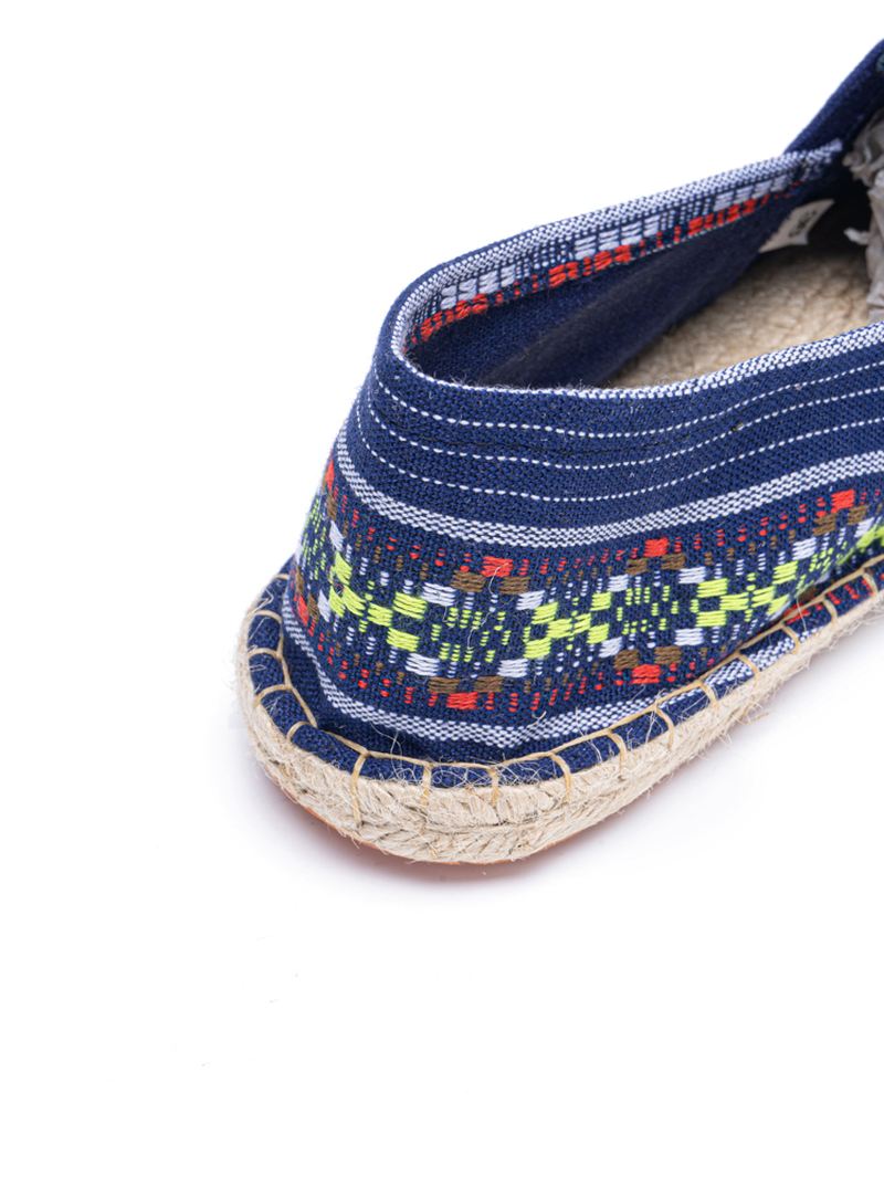 Etnisk Splejsning Farverigt Stribet Linned Åndbar Slip On Casual Espadrille Flade Sko