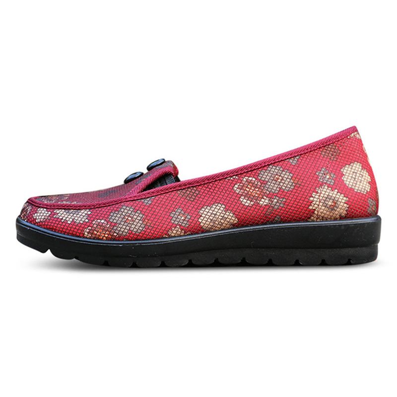 Floral Mesh Åndbar Slip-on Flade Sko Rund Tå Blød Sål Flats