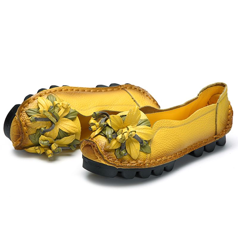 Håndlavede Blomsterloafers I Ægte Læder