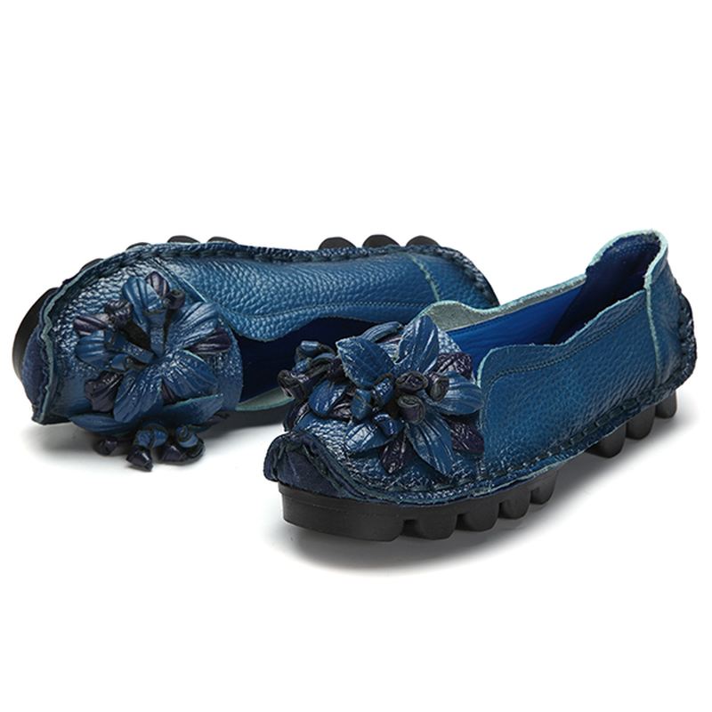 Håndlavede Blomsterloafers I Ægte Læder