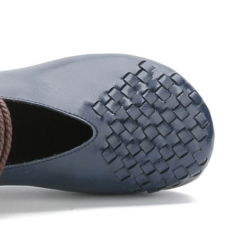 Kvinder Ægte Læder Strikket Casual Hook Loop Flats