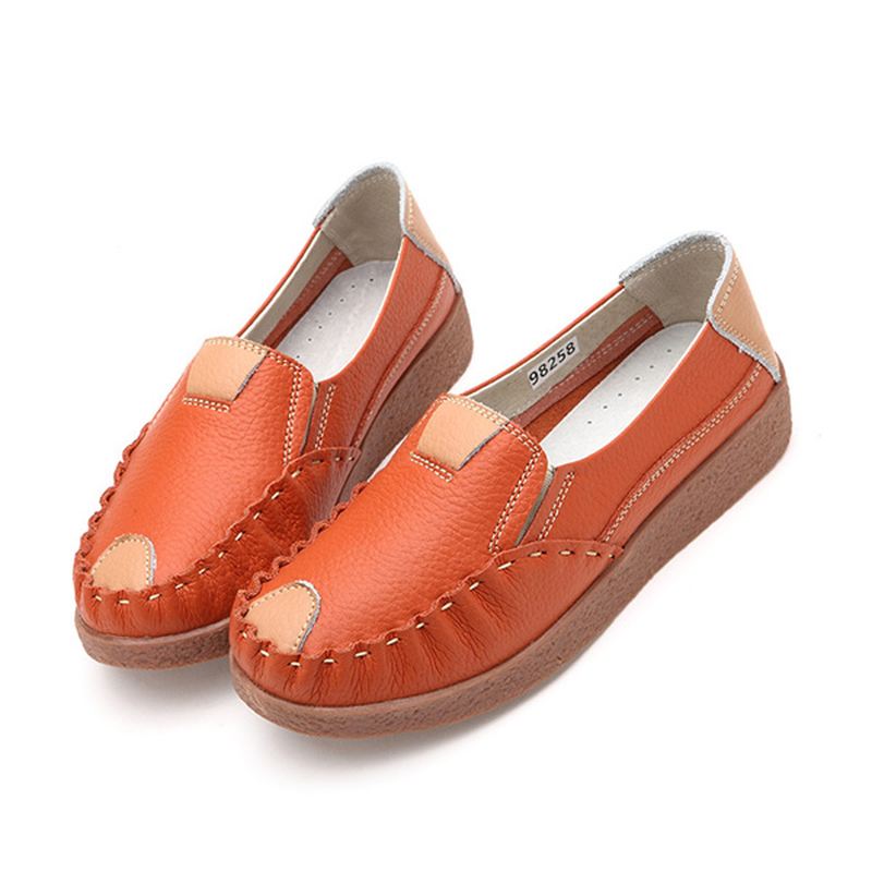 Kvinder Autumn Flats Soft Sloe Runde Toe Sko Farvematchende Flat Loafers