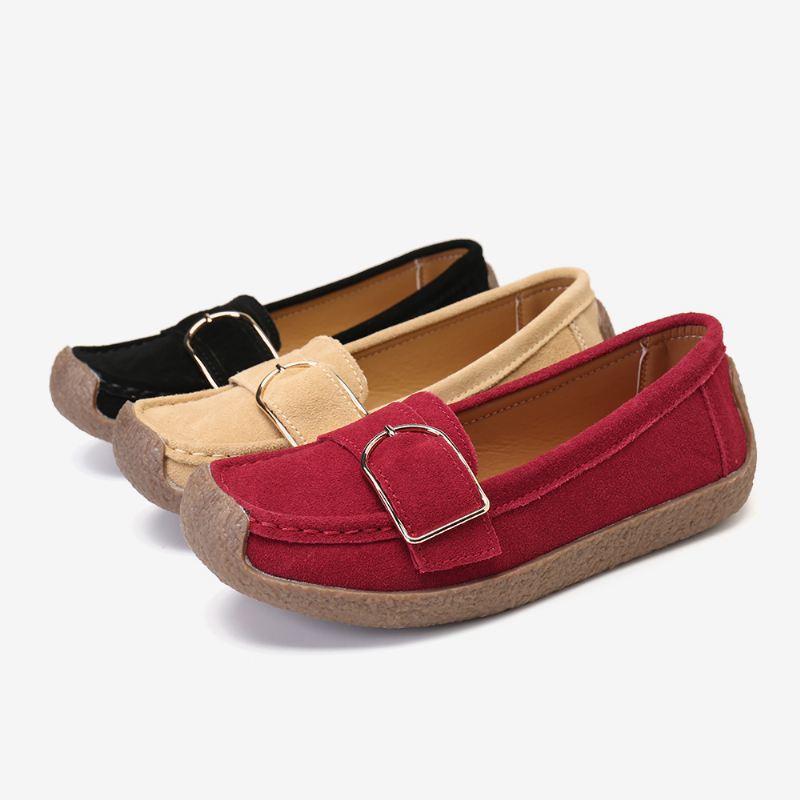 Kvinder Blød Sål Spænde Åndbar Casual Slip On Flats