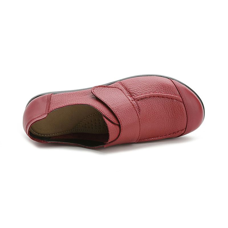 Kvinder Blødt Læder Slip On Flat Shoes Magic Stick Pure Color Flat Loafers