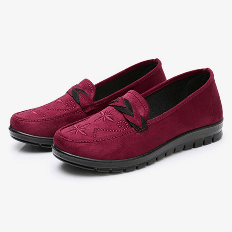 Kvinder Blomster Broderi Shallow Bærbare Slip-on Loafers