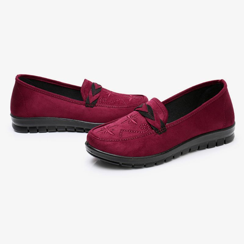 Kvinder Blomster Broderi Shallow Bærbare Slip-on Loafers