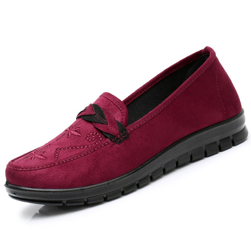 Kvinder Blomster Broderi Shallow Bærbare Slip-on Loafers