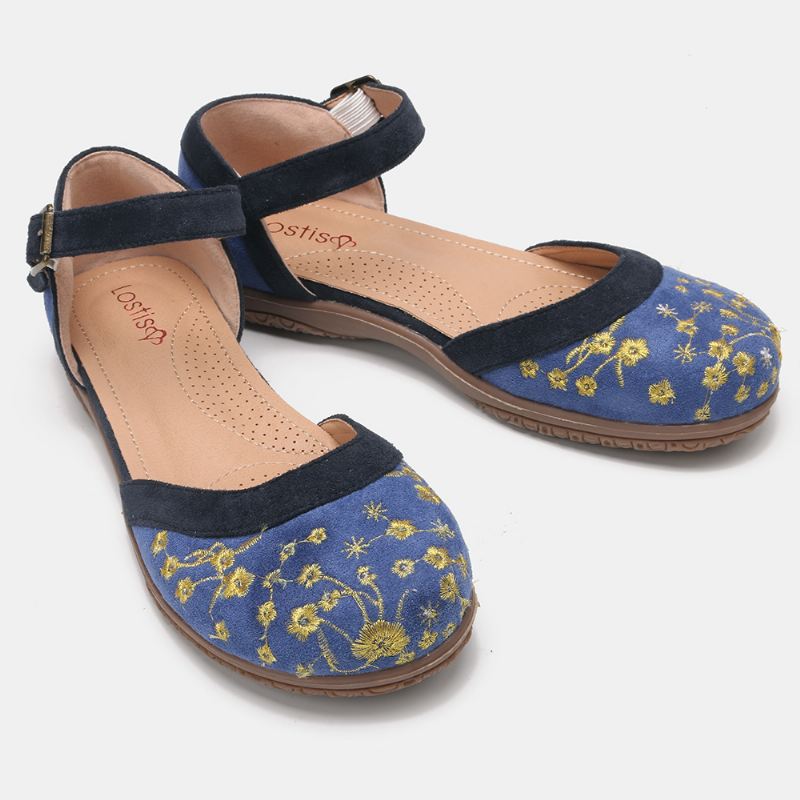 Kvinder Blomsterbroderi Blød Sål Skridsikre Casual Flats