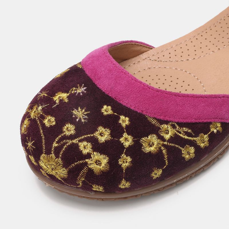 Kvinder Blomsterbroderi Blød Sål Skridsikre Casual Flats