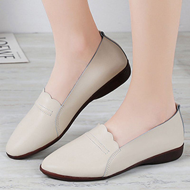 Kvinder Blonde Trim Blød Sål Casual Slip On Flats Loafers