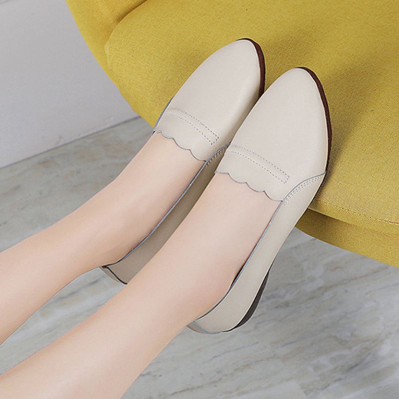 Kvinder Blonde Trim Blød Sål Casual Slip On Flats Loafers