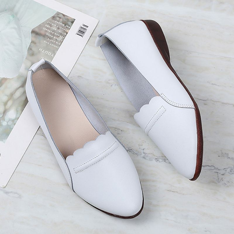 Kvinder Blonde Trim Blød Sål Casual Slip On Flats Loafers