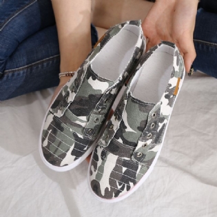 Kvinder Camouflage Canvas Wide Fit Bærbare Casual Flats