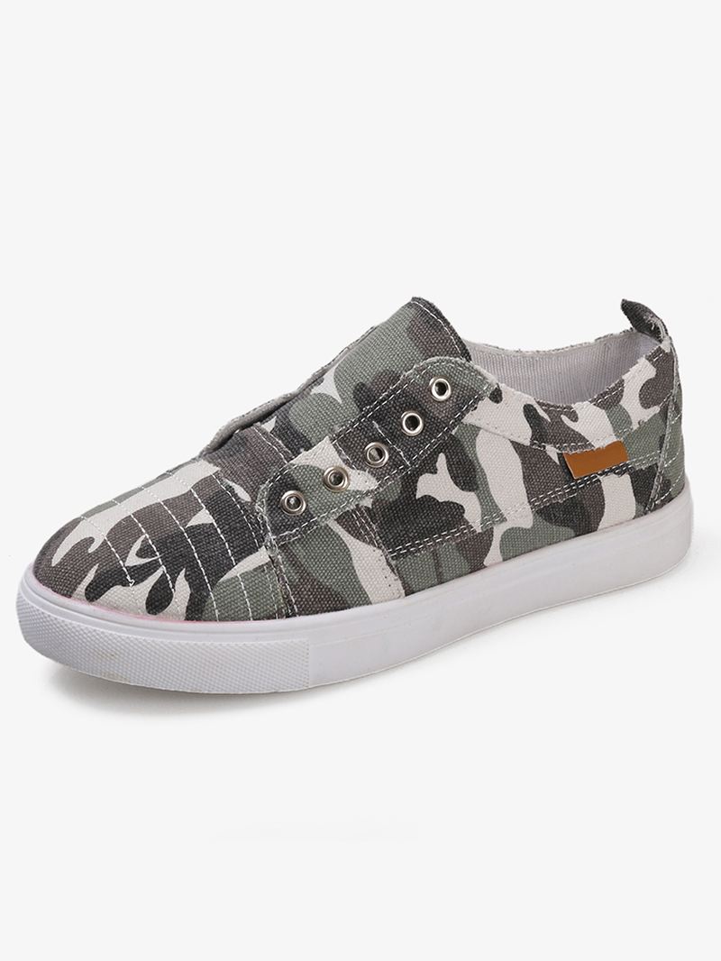 Kvinder Camouflage Canvas Wide Fit Bærbare Casual Flats