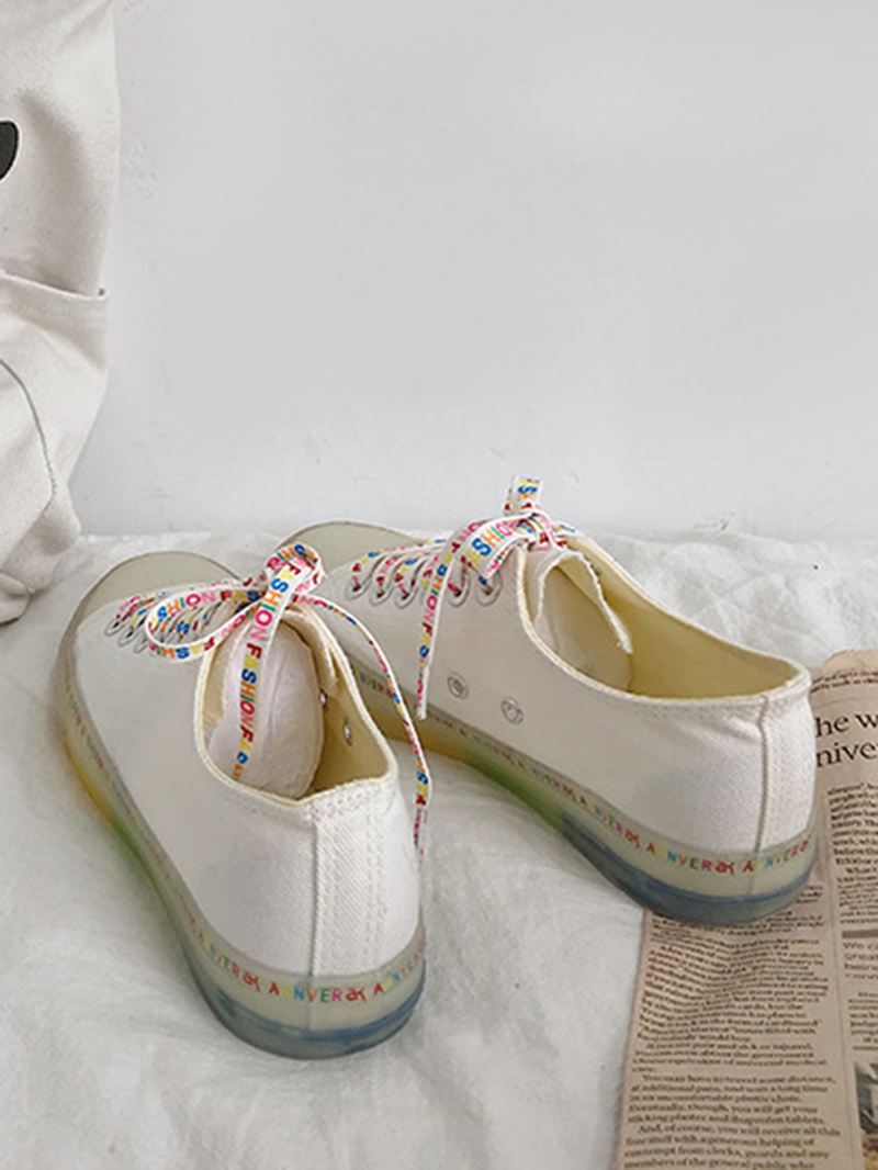 Kvinder Canvas Low Top Rainbow Sole Casual Student Flats