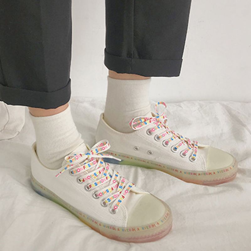 Kvinder Canvas Low Top Rainbow Sole Casual Student Flats