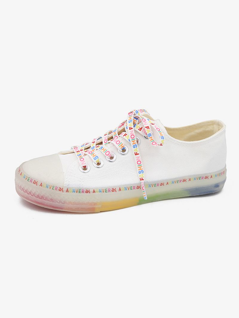 Kvinder Canvas Low Top Rainbow Sole Casual Student Flats