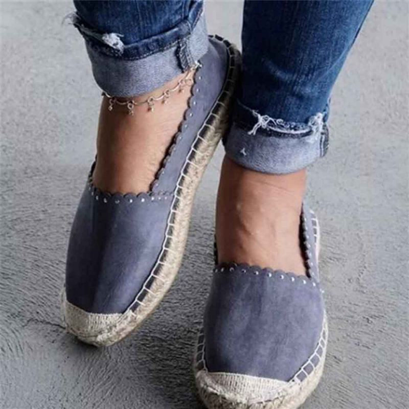 Kvinder Casual Åndbar Espadrille Flat Slip On Flats