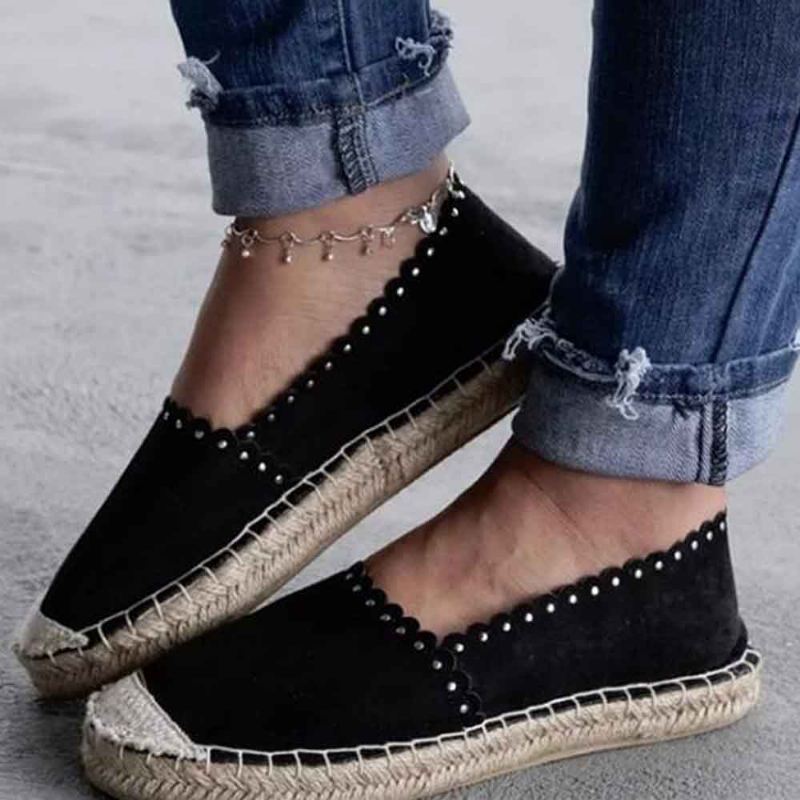 Kvinder Casual Åndbar Espadrille Flat Slip On Flats