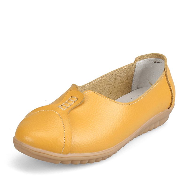 Kvinder Casual Blødt Læder Flade Sko Køre Slip-ons Komfortable Loafers