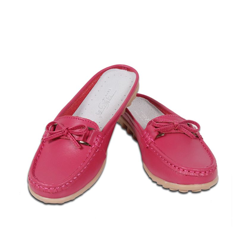 Kvinder Casual Blødt Læder Slip-ons Bowknot Chic Flat Loafers