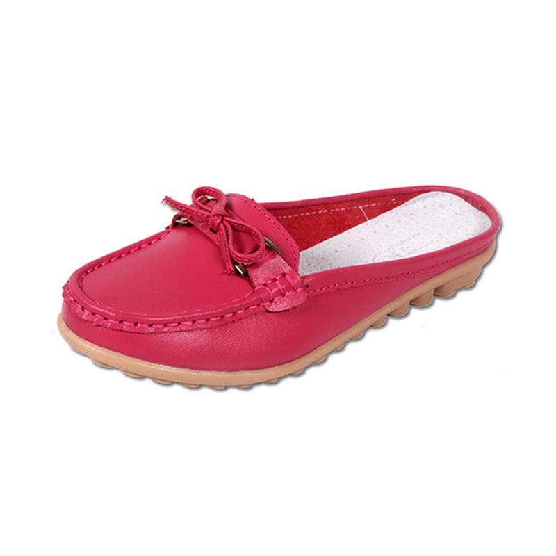 Kvinder Casual Blødt Læder Slip-ons Bowknot Chic Flat Loafers