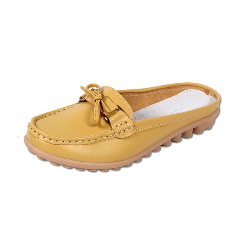 Kvinder Casual Blødt Læder Slip-ons Bowknot Chic Flat Loafers