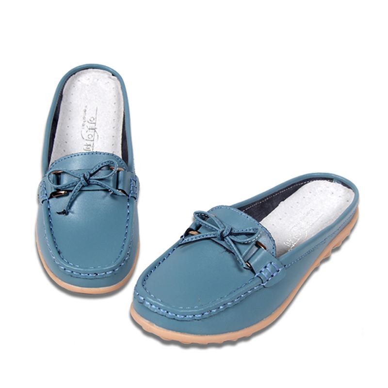 Kvinder Casual Blødt Læder Slip-ons Bowknot Chic Flat Loafers