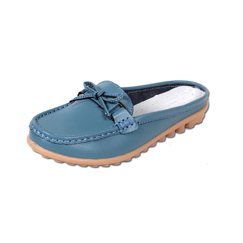 Kvinder Casual Blødt Læder Slip-ons Bowknot Chic Flat Loafers