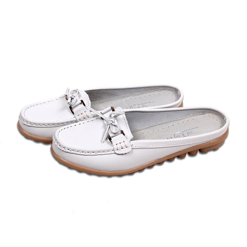 Kvinder Casual Blødt Læder Slip-ons Bowknot Chic Flat Loafers