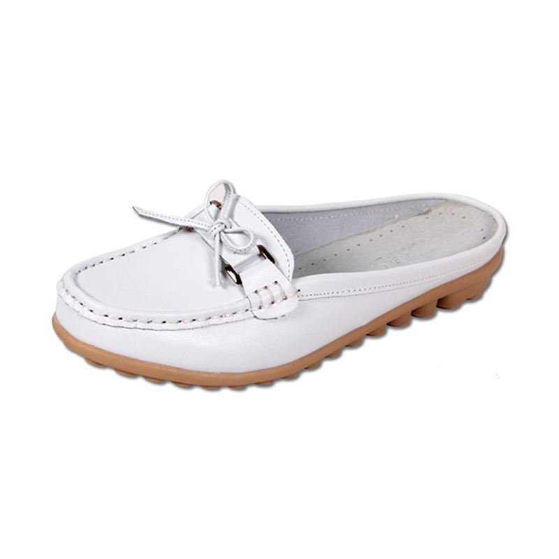 Kvinder Casual Blødt Læder Slip-ons Bowknot Chic Flat Loafers