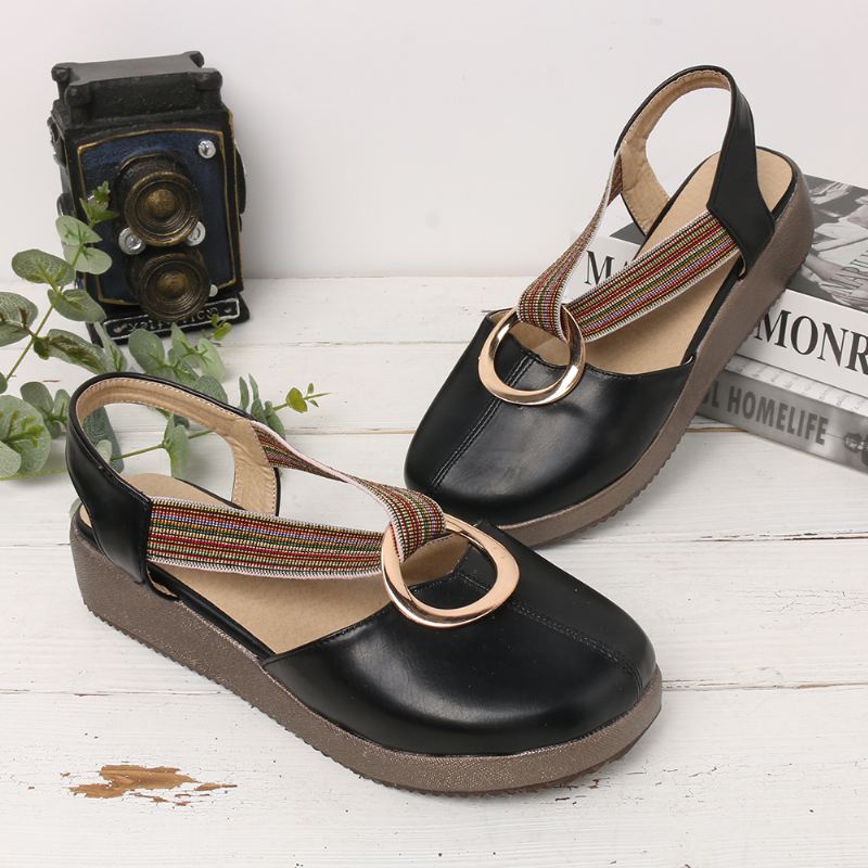 Kvinder Casual Elastic Band Metal Hole Flats