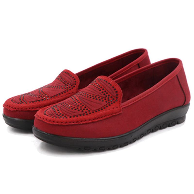 Kvinder Casual Flat Slip On Soft Sko I Ruskind