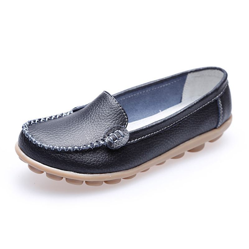 Kvinder Casual Flats Runde Toe Loafers Soft Sole Slip On Flat Loafers