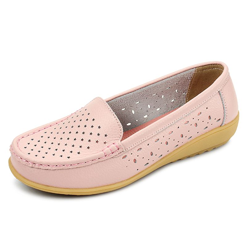 Kvinder Casual Hollow Out Blød Komfortabel Sommer Slip On Outdoor Flats Loafer Sko